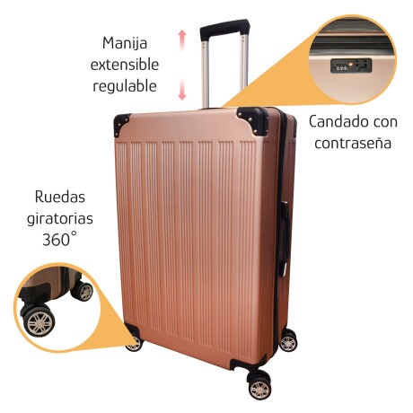 Valija Mediana Rígida Ruedas 360 Candado Esquinas Reforzadas Rosa