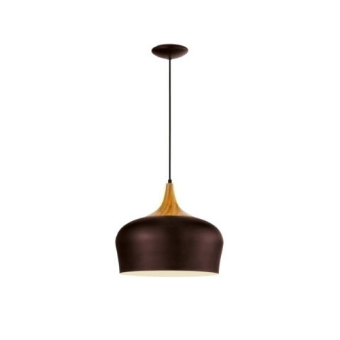 Lámpara colgante campana marrón/madera Ø35 OBREGON EG1152