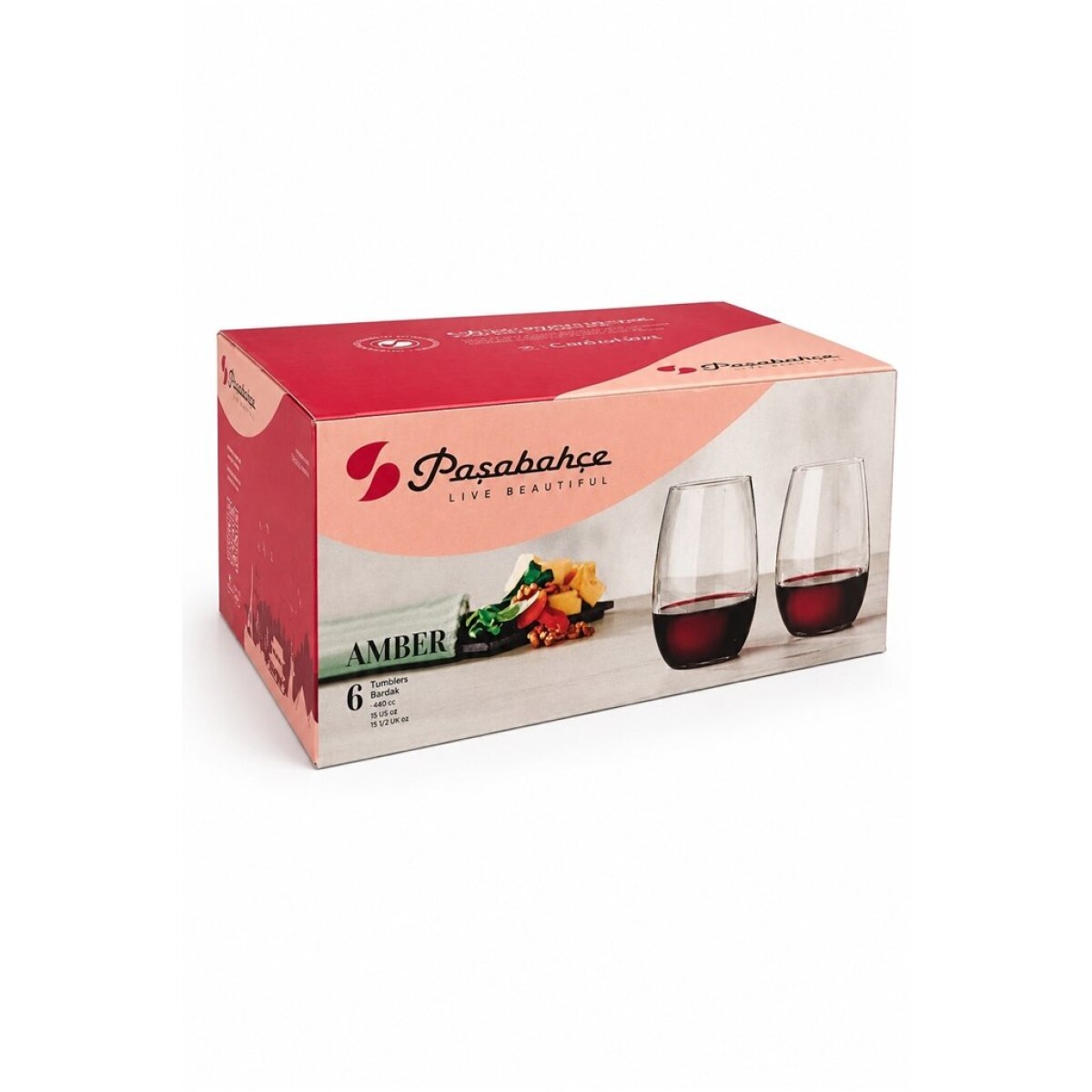 SET 6 VASO 440CC AMBER PASABAHCE 