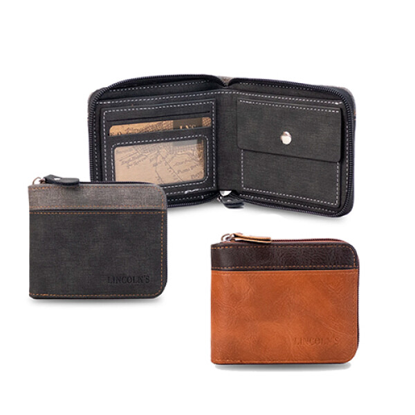 BILLETERA LINCOLNS Hombre -UPSILON -Whisky con Tabaco/ Negro Sin color