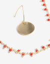 Bijouterie Set Metal Set De Aros Chapones Y Collar Beads - Dorado