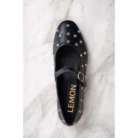 Balerina Cuero Apliques Negro