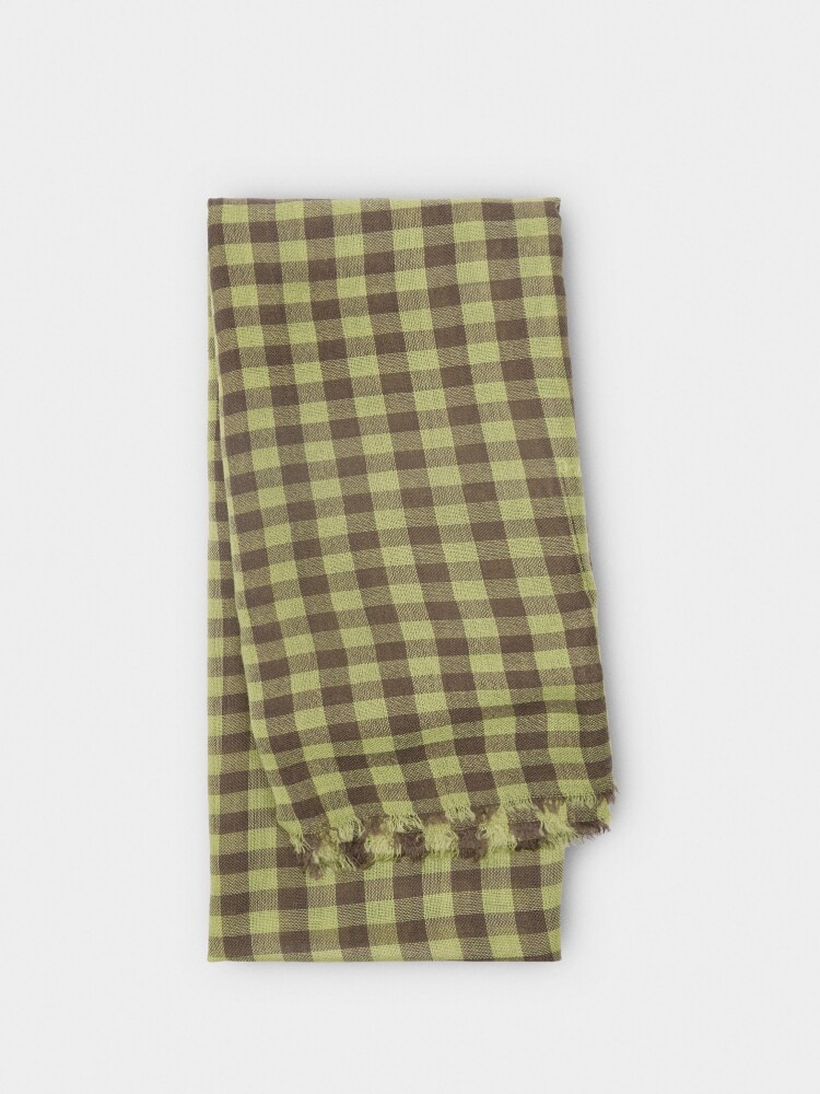Pañuelo Jacquard A Cuadros Con Lana lima