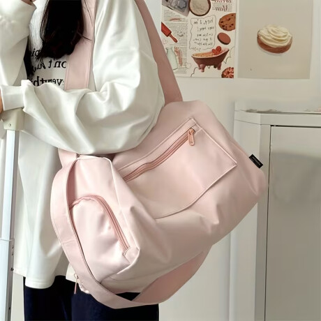 Bolso de viaje grande con bolsillos laterales y frontal 38x22x23 cm Rosa