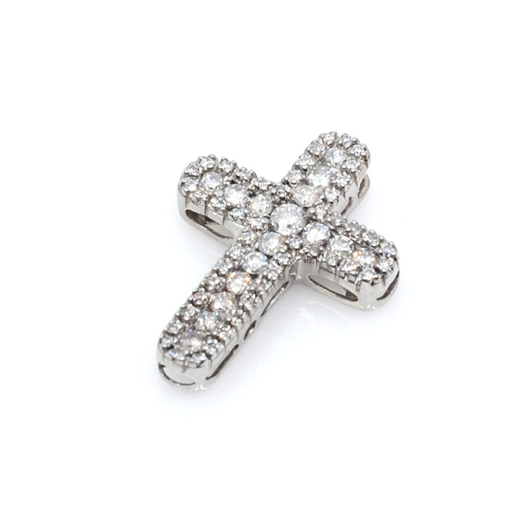 Cruz en oro 18k blanco y brillantes Cruz en oro 18k blanco y brillantes