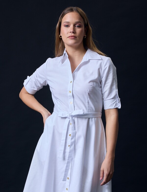 Vestido Camisero Lazo BLANCO