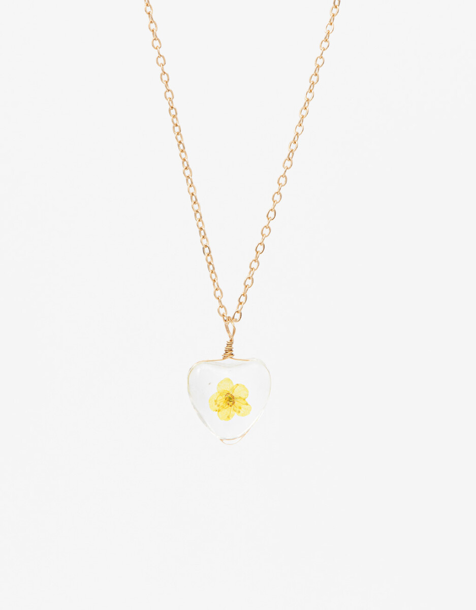 Collar De Cadena Con Dije Corazón Flor 
