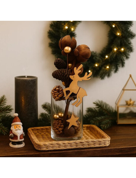 RAMA RUSTICA CON DIJES Y PIÑAS 24 CM. RAMA RUSTICA CON DIJES Y PIÑAS 24 CM.