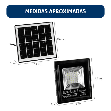 Foco Exterior Solar p/Pared Led 25W c/ Control y Sensor Luz Negro