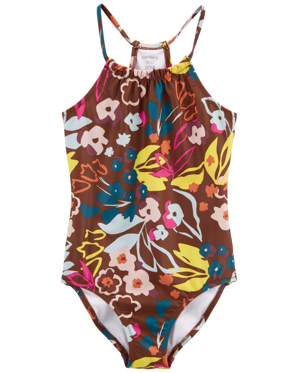 Malla de baño una pieza, con protección UPF 50+, diseño floral 