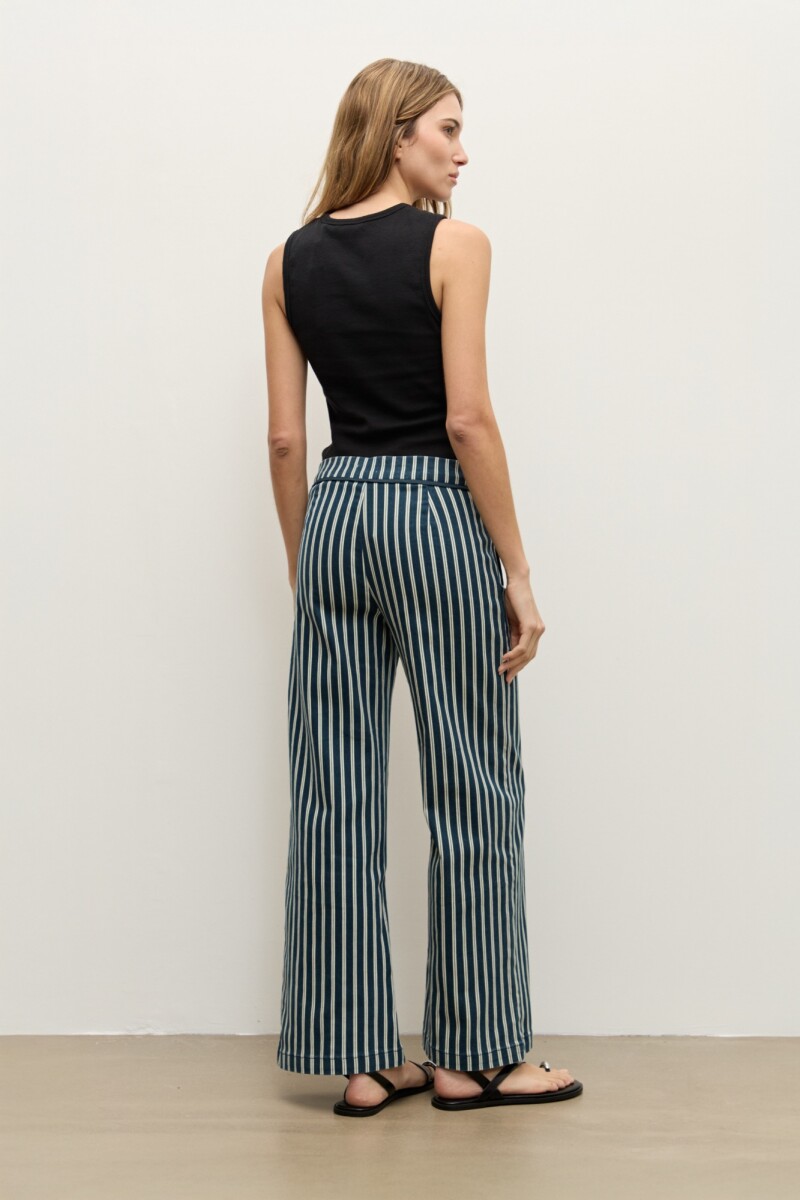 Pantalon de jean rayado azul marino