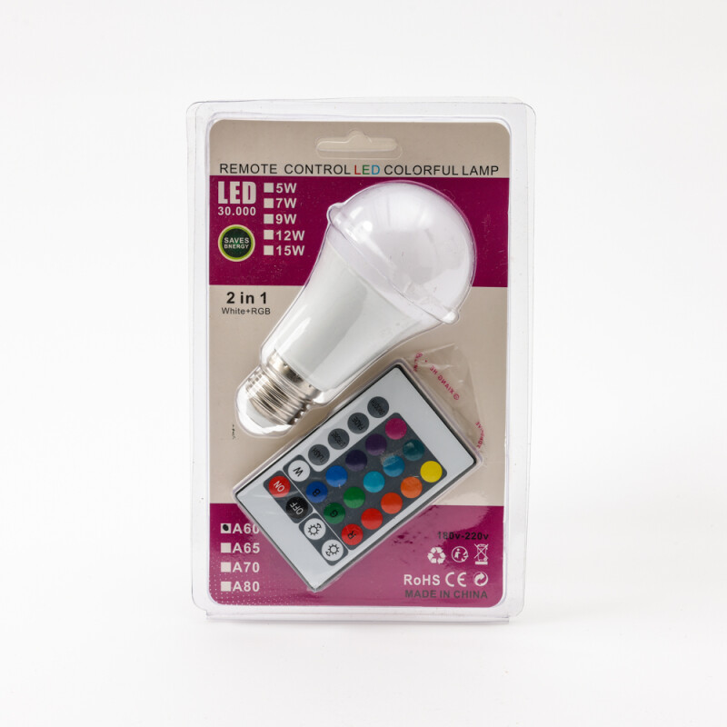 Lámpara LED A60 RGBW control remoto Lámpara LED A60 RGBW control remoto