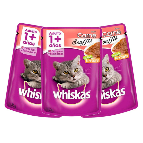 WHISKAS CARNE SOUFFLE 85 GR PACK X12 WHISKAS CARNE SOUFFLE 85 GR PACK X12