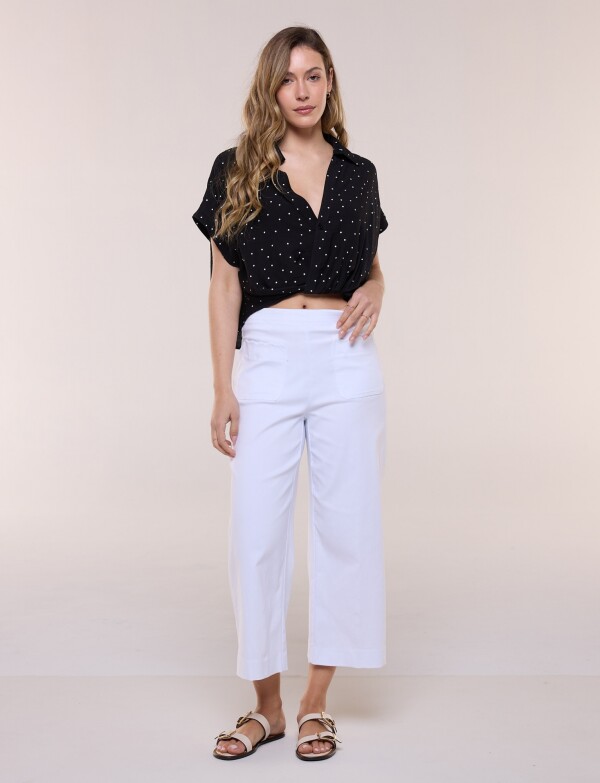 Pantalón Crop Con Bolsillos BLANCO