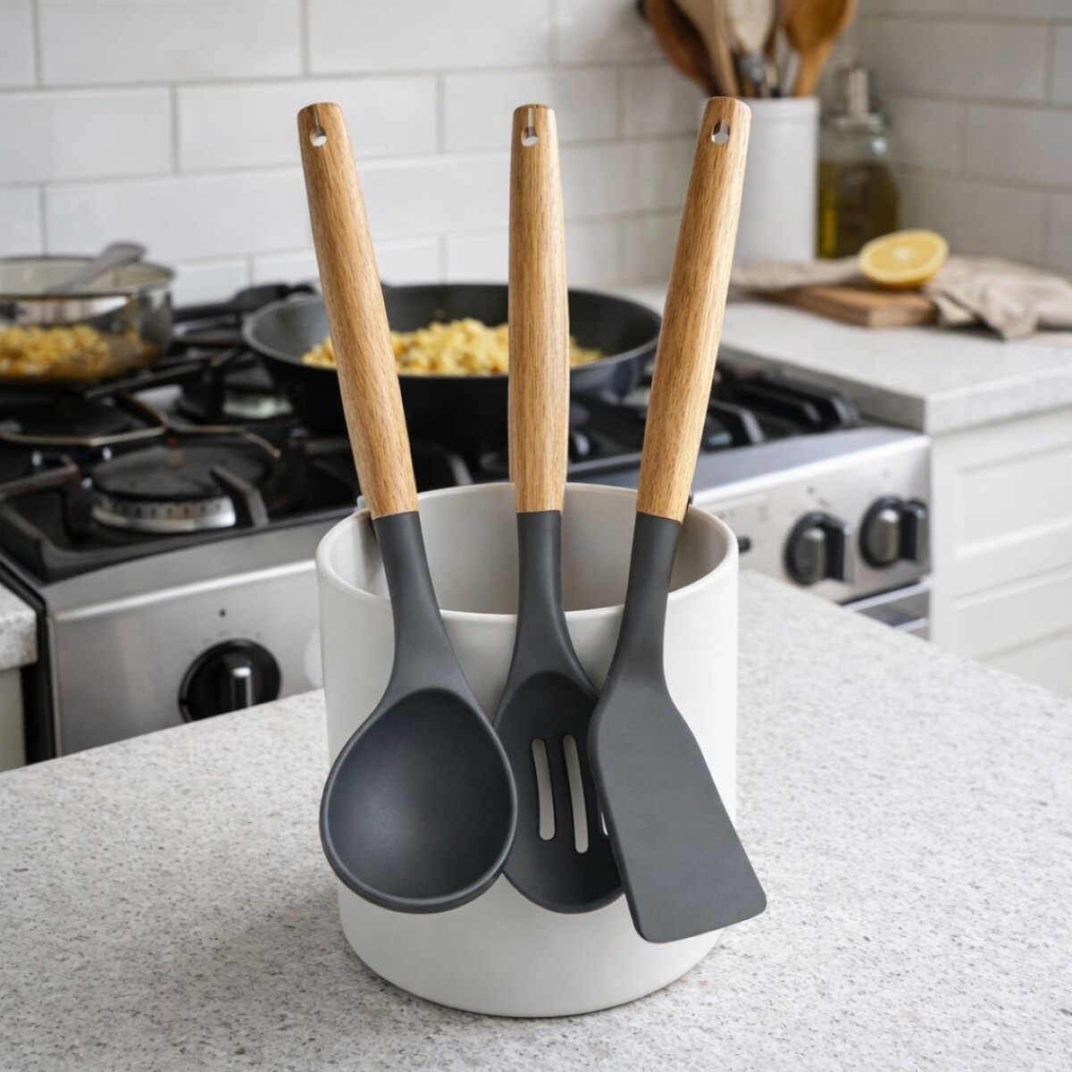 SET DE 3 ESPATULAS SILICONA Y MADERA 