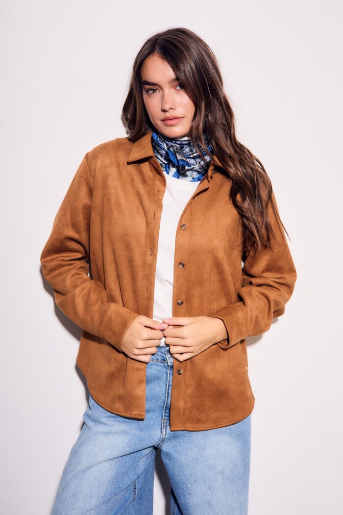 Camisa Gamuza Cuero Vegano Camel