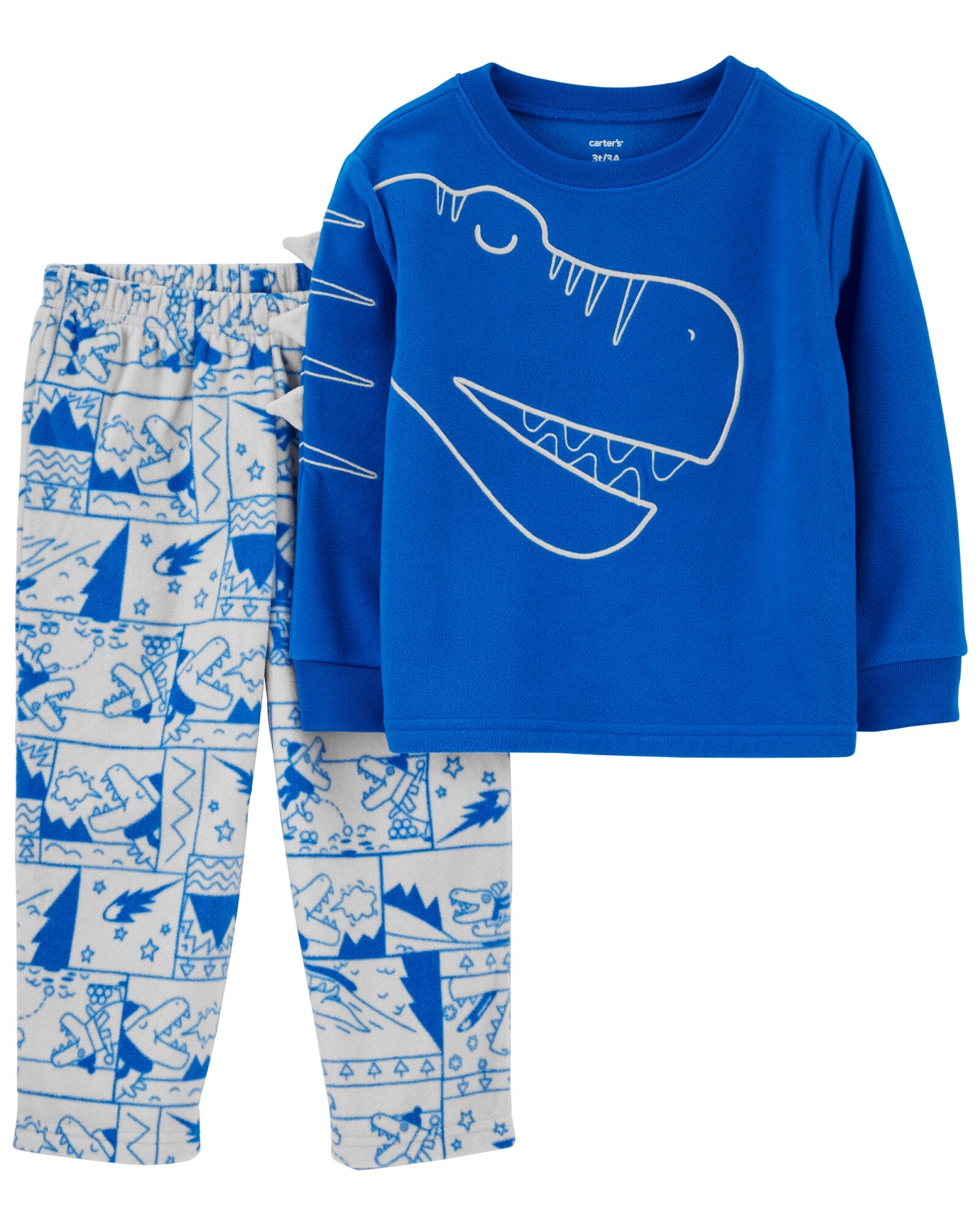 Pijama dos piezas pantalón y remera de micropolar diseño dino Sin color