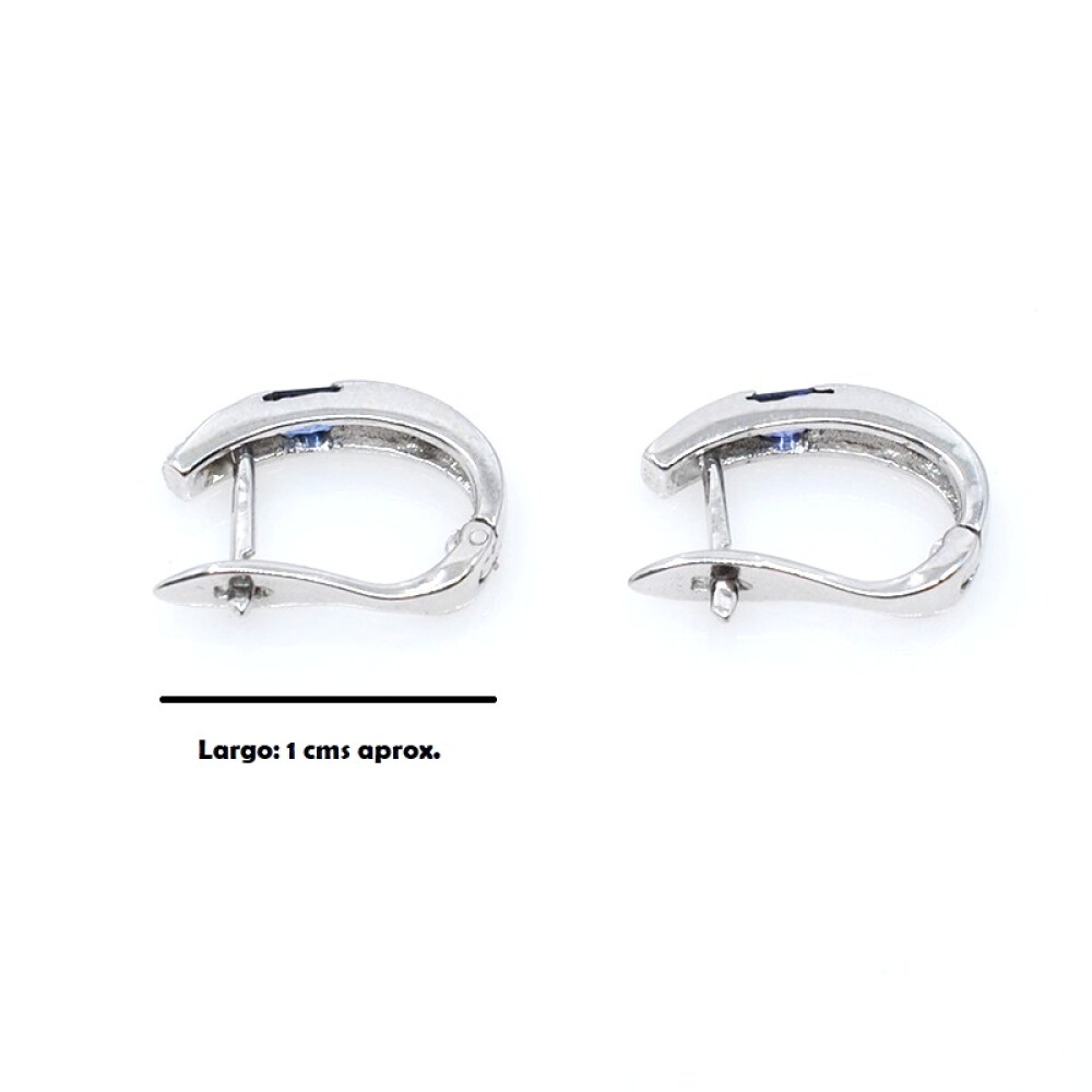 Aros en oro 18k blanco, zafiros y brillantes Aros en oro 18k blanco, zafiros y brillantes
