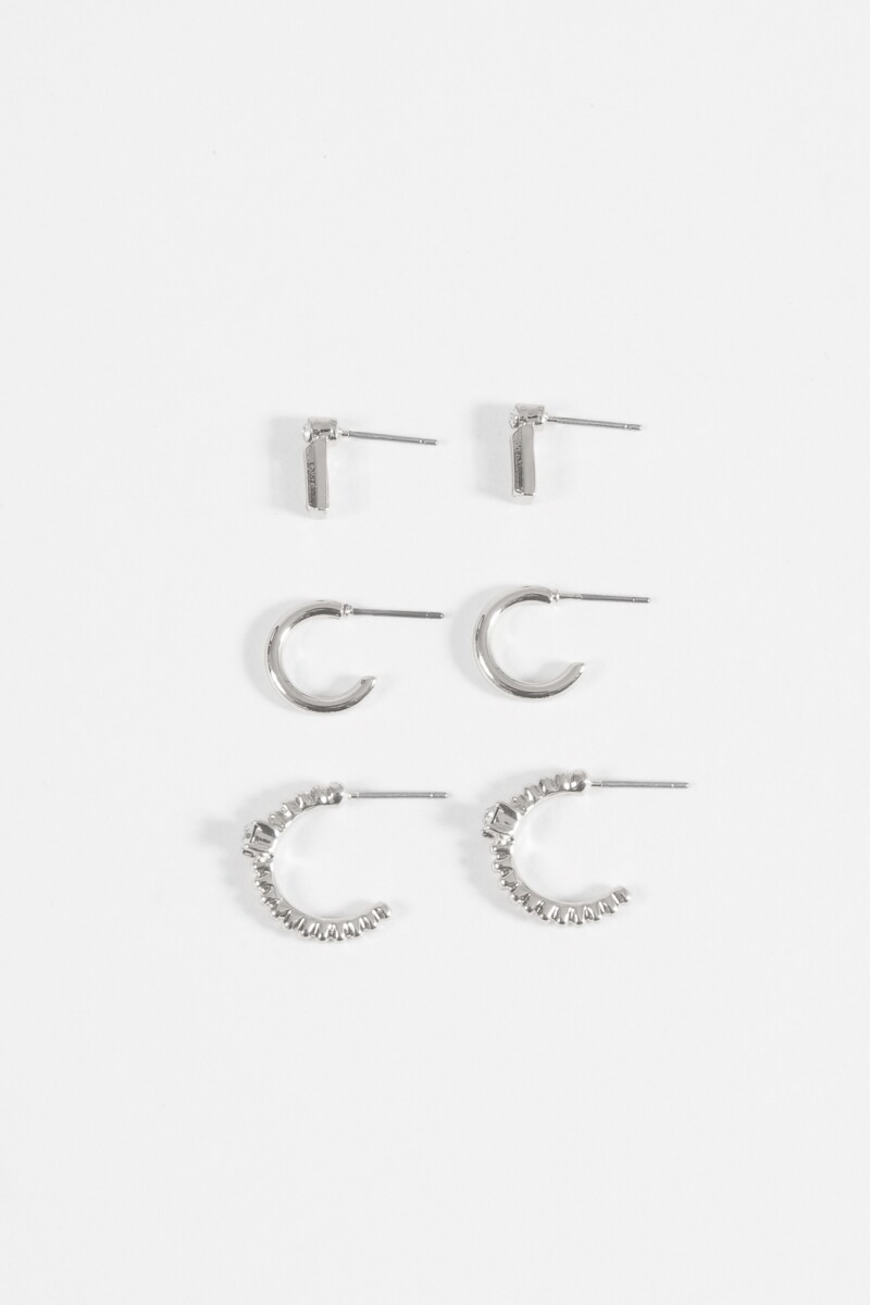 Set de caravanas con strass - plateado 