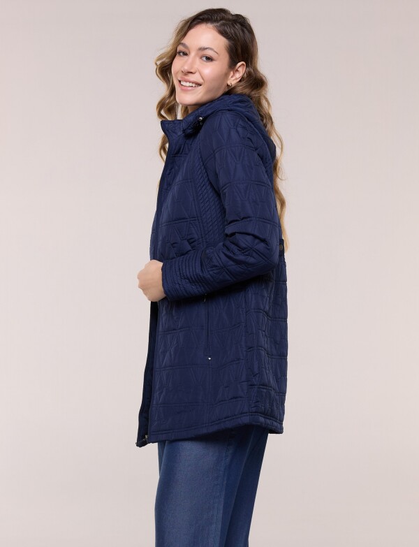 Campera Larga Capitoneada Con Capucha Desmontable AZUL