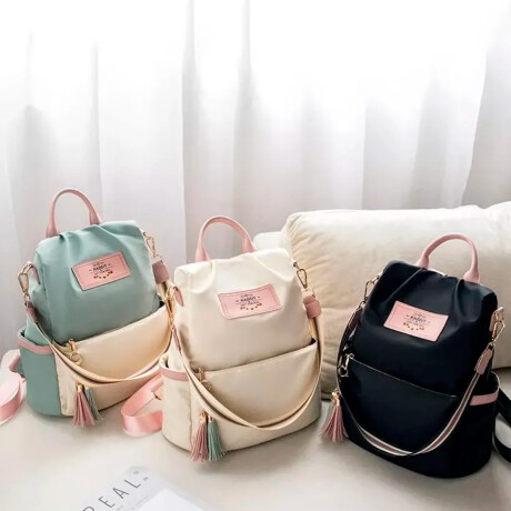 Mochila Para Dama De Lona Moderna Comoda y Resistente Crema