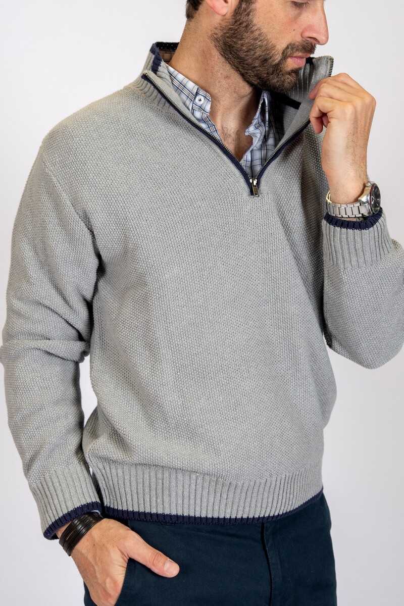 Sweater Medio Cierre Brixton Gris Claro