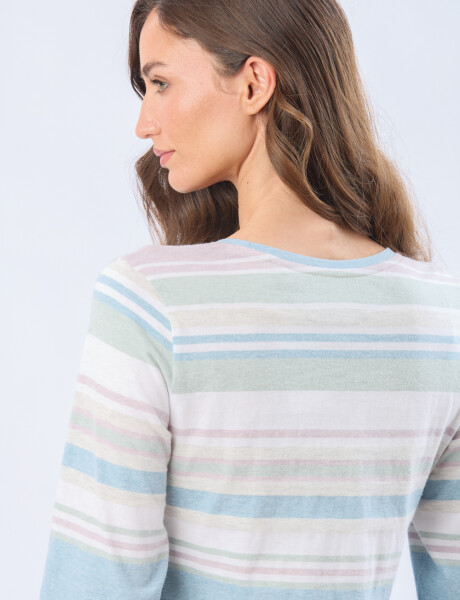 REMERA RAYADA DE ALGODÓN Pistacho