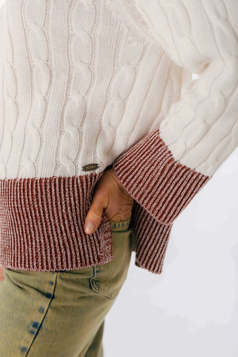 Sweater Mix Blanco/Bordeaux