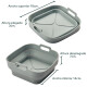 Bandeja Silicona Air Fryer Plegable 18 x 18 x 7 cm cuadrada Gris