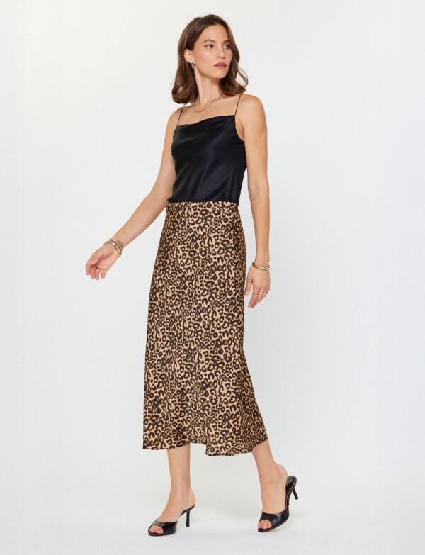 Falda Maxi Animal Print NEGRO/BEIGE