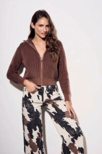 Campera Tejida Algodon Chocolate