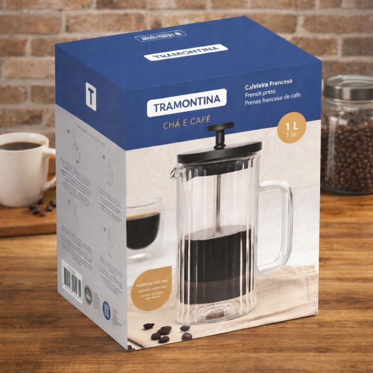 Cafetera Prensa Francesa de Vidrio 1 litro Tramontina Cafetera Prensa Francesa de Vidrio 1 litro Tramontina