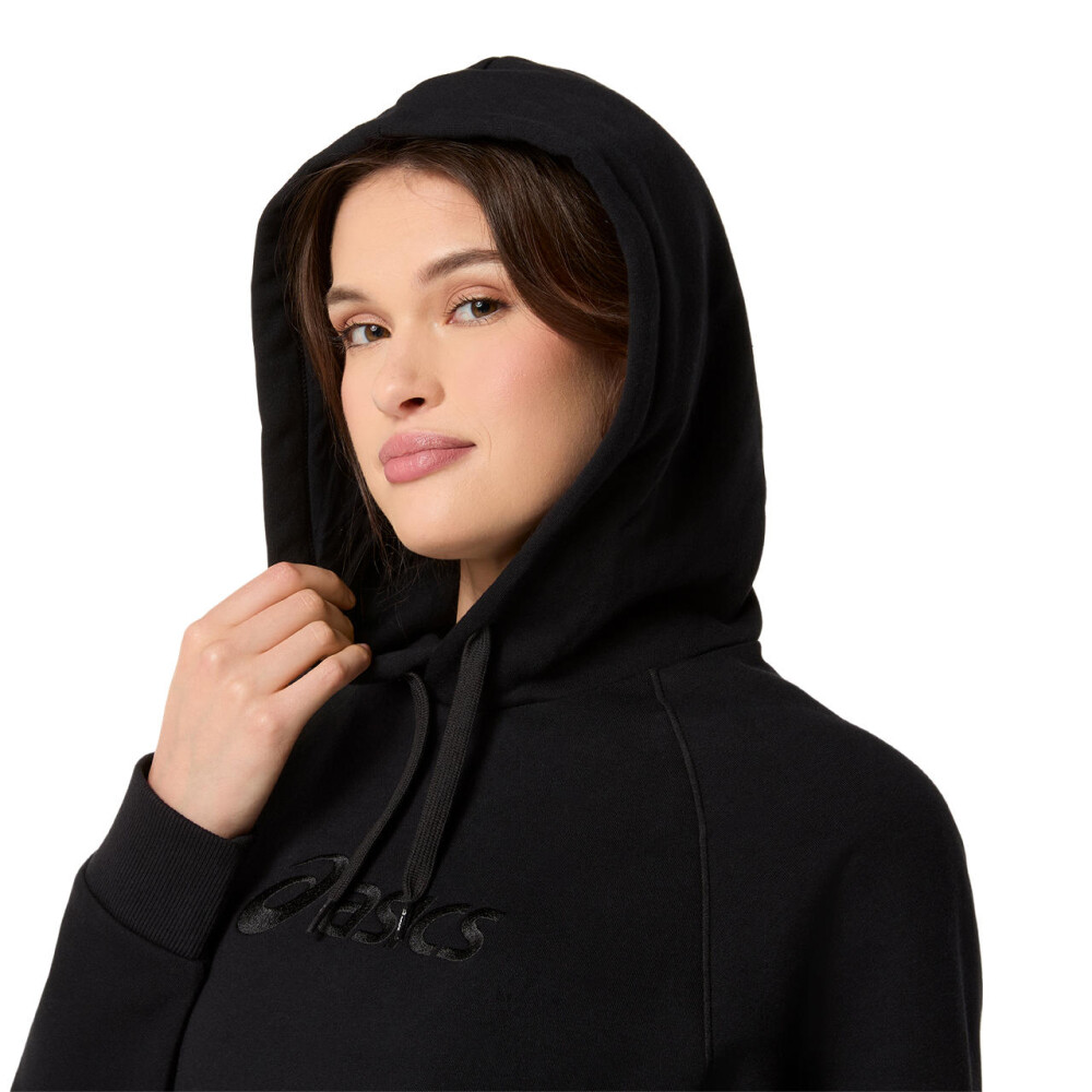 Polera Training Asics Logo Fleece Pullover Hoodie Mujer Performance Black