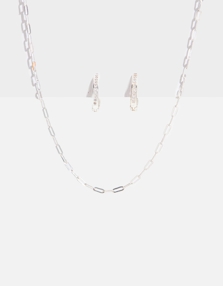 Bijouterie Set Strass Set De Bijouterie Delicates - Plateado Rodio