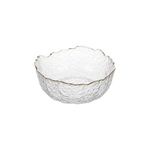 BOWL VIDRIO BORDE DORADO 12.5X6CM Unica