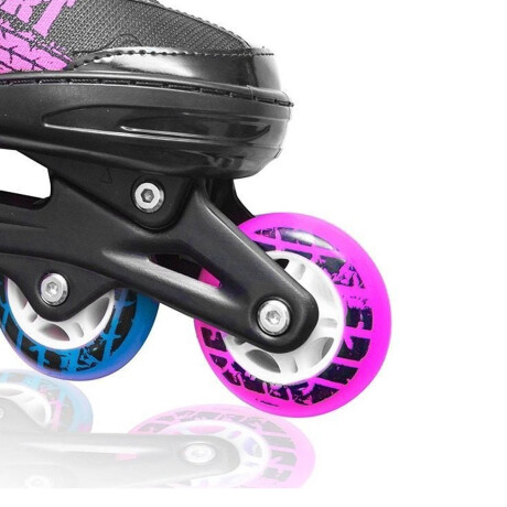Patín Rollers Extensible Base Metal Ruedas Silicona Rosa