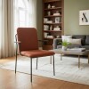 Silla con apoyabrazos - Tapizada en tela terracota, patas metal con detalle de circulo de madera. Silla con apoyabrazos - Tapizada en tela terracota, patas metal con detalle de circulo de madera.