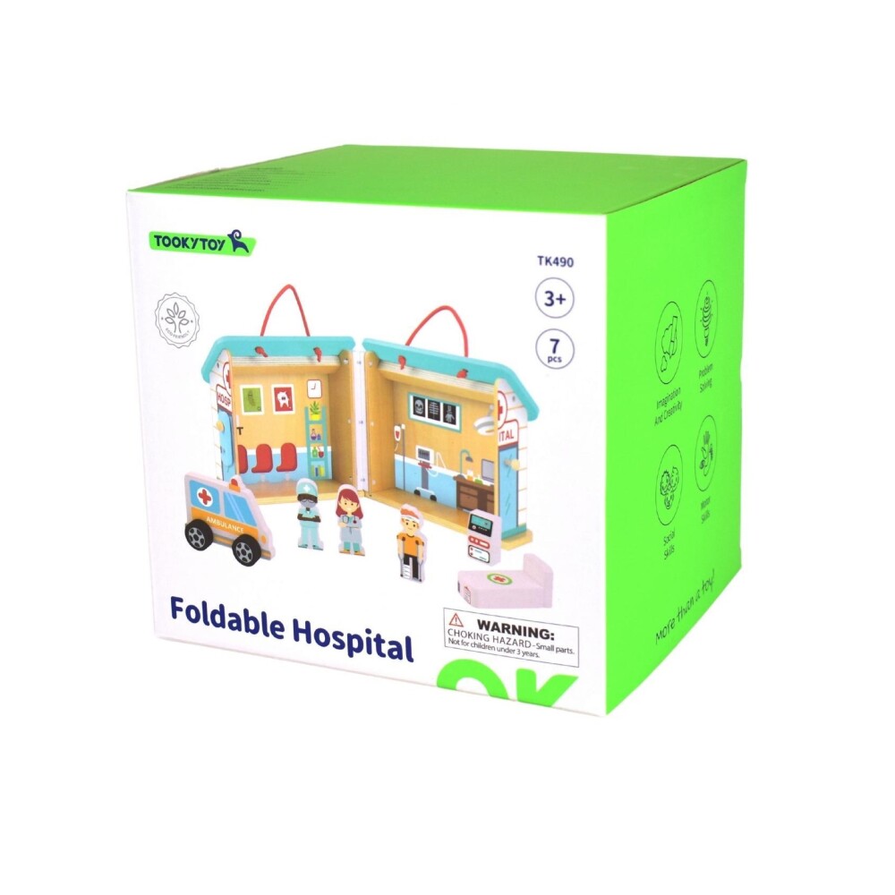 TOOKY TOY CAJA DE HOSPITAL CON FIGURAS DE MADERA TOOKY TOY CAJA DE HOSPITAL CON FIGURAS DE MADERA