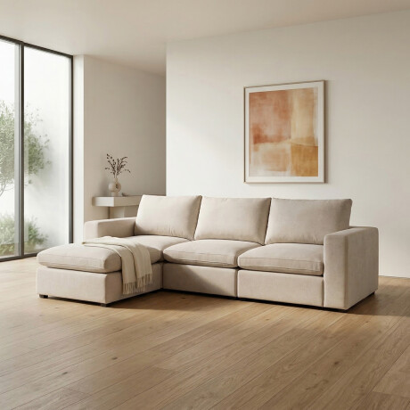 Sofá Modular Conecta (4 módulos) - Tela Microfibra TC 1010 (Beige)