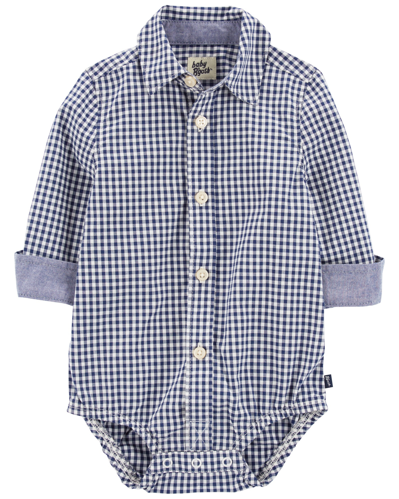 Body de algodón, tipo camisa, diseño a cuadros Body de algodón, tipo camisa, diseño a cuadros