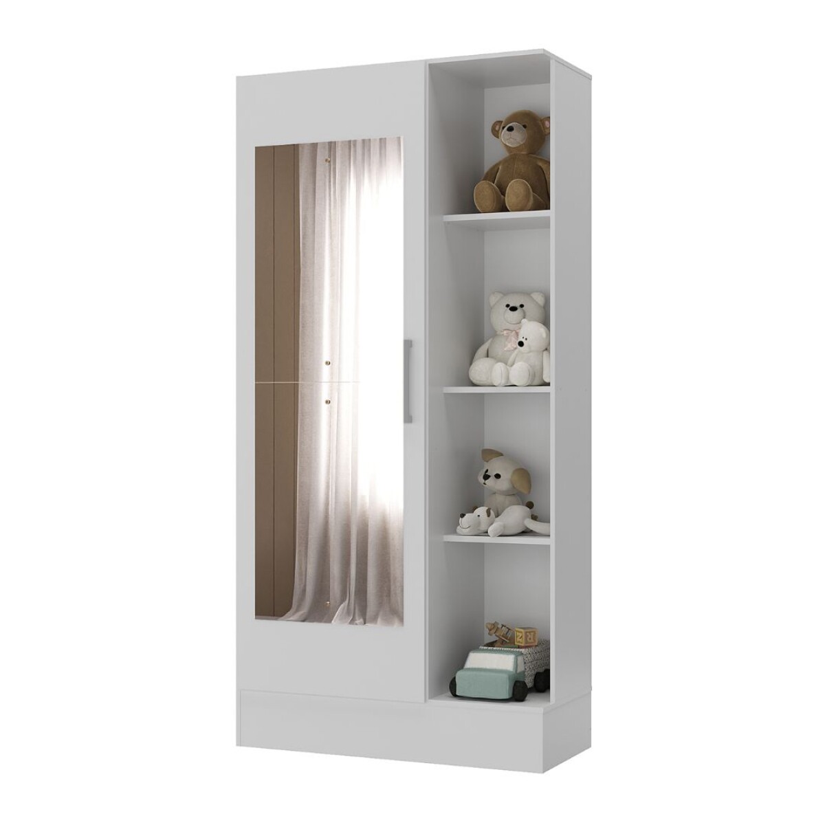 Multiuso Osaka 1 Puerta 4 Estantes c/Espejo Blanco 