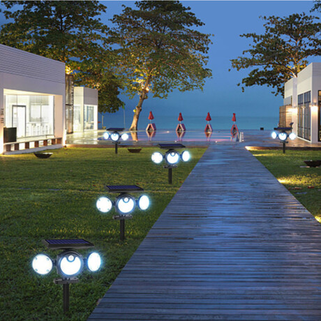Foco Solar de Exterior 3 Paneles Led Ajustables c/Sensor Mov Negro