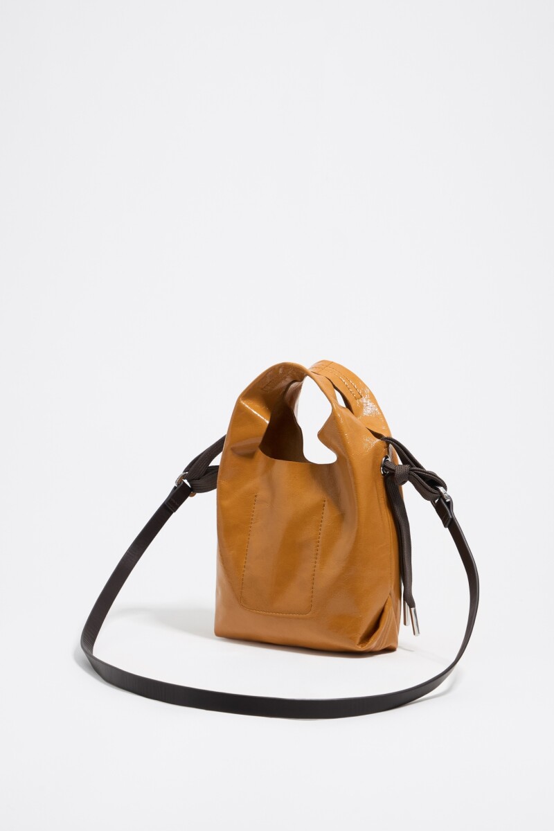 BOLSO DE MANO PIEL NEGRO Caramelo