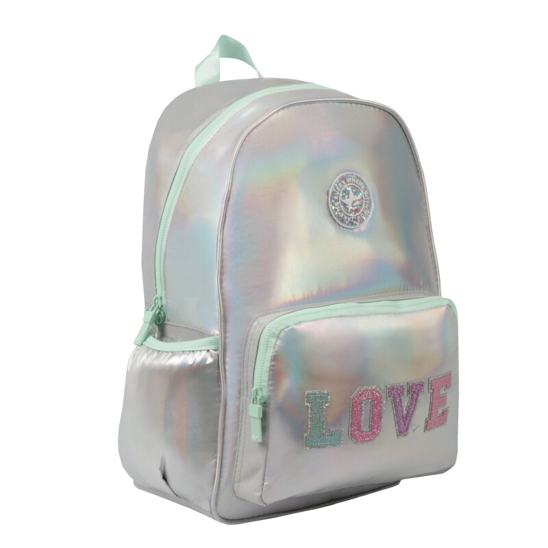 Mochila Infantil Footy Love Plateado - Gris