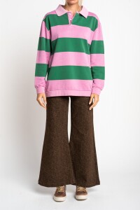 Sweater Polo Rayado Rosa