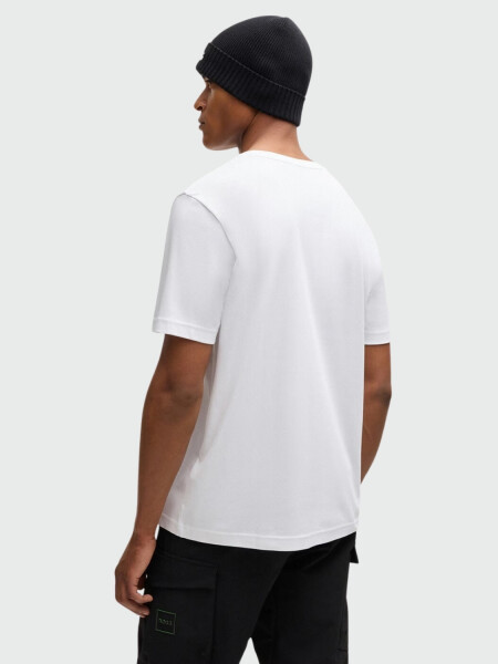 BOSS Camiseta de Algodón Interlock con Arte Estacional Blanco