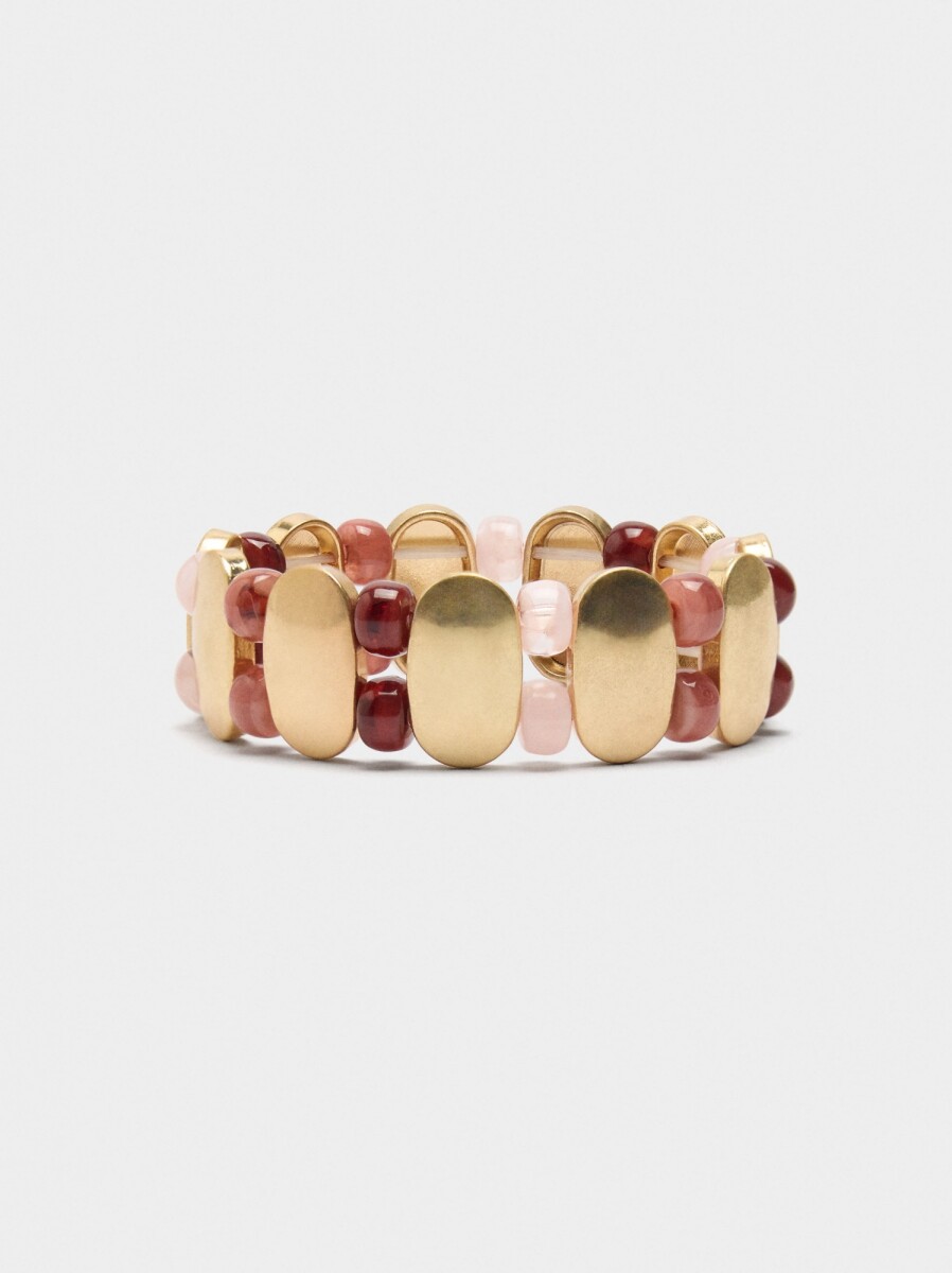 Pulsera Elástica De Cuentas Efecto Piedra - multicolor 