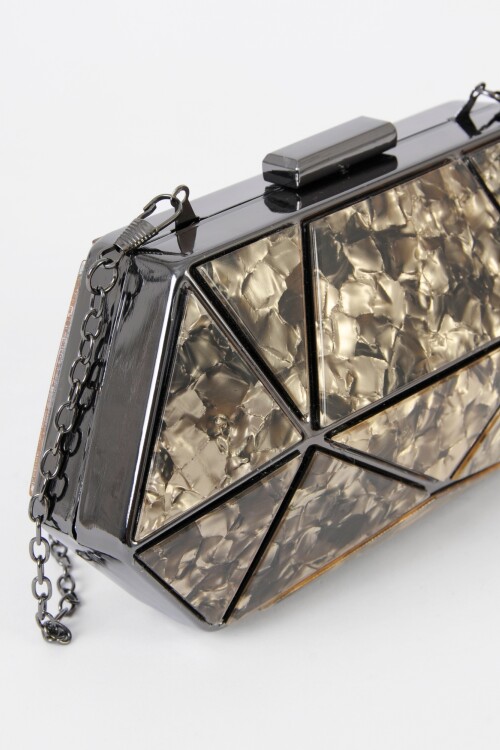 Clutch acrilico hexagonal negro