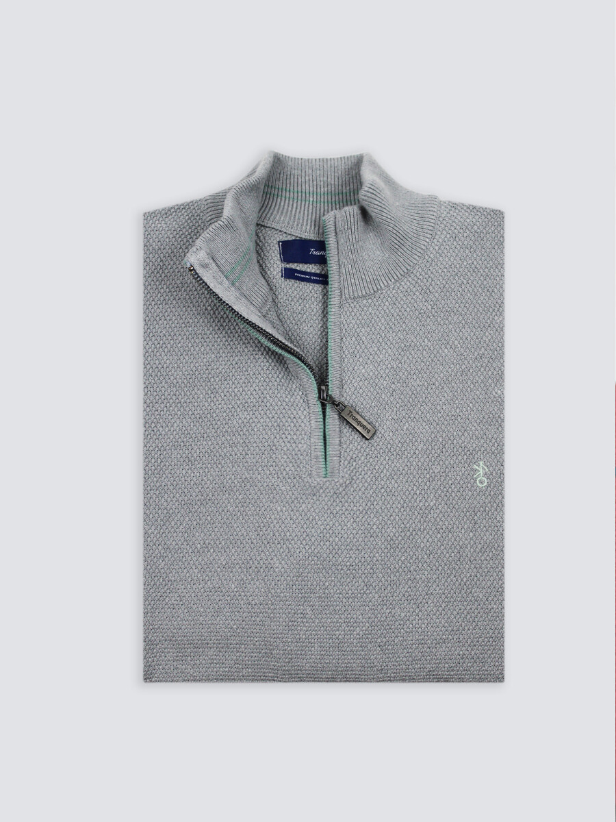 Remera Medio Cierre Apolo - Gris con Verde 