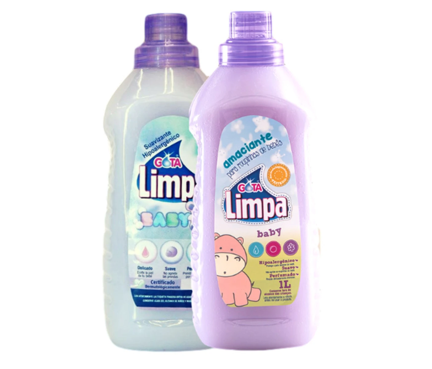 PACK DETERGENTE LIQUIDO GOTA LIMPA BABY 1 LT + SUAVIZANTE 1L HIPOALERGENICO 